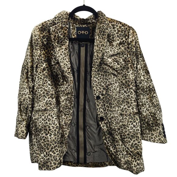 John Varvatos OTD Blazer Medium Animal Velvet Designer Button Front Cheetah New - Picture 7 of 16